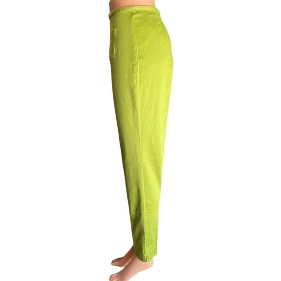 NWT ~ Lime Green Skinny Cotton Pants by Campagnie International Express~ 9 / 10 - Picture 3 of 5